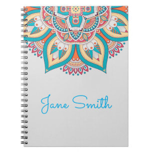 Mandala pattern colorful Moroccan name Notebook