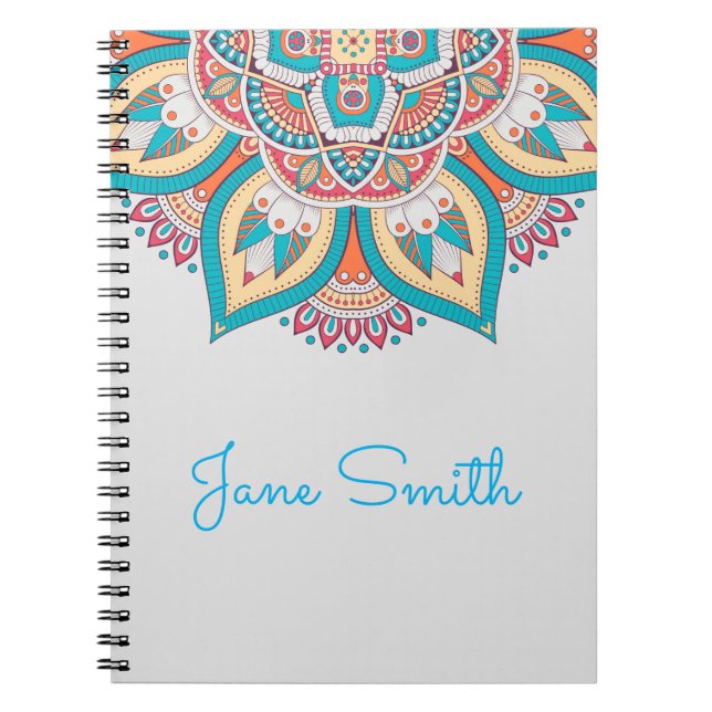 Mandala pattern colorful Moroccan name Notebook (Front)