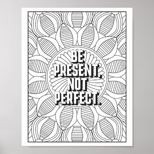 Mandala Pattern coloring page mindfulness quote Poster