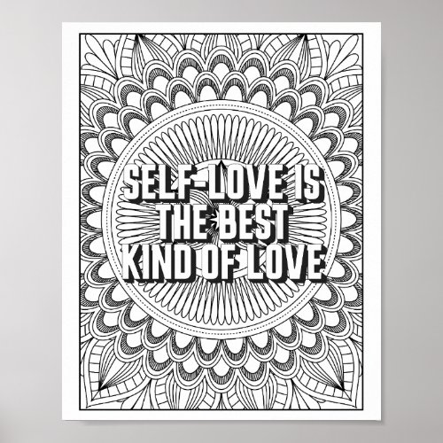 Mandala Pattern coloring page mindfulness quote Poster