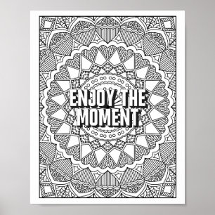Mandala Pattern coloring page mindfulness quote Poster