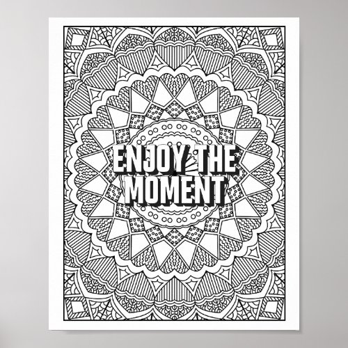 Mandala Pattern coloring page mindfulness quote Poster