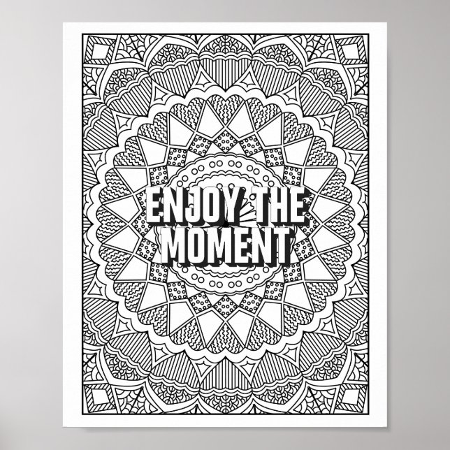 Mandala Pattern coloring page mindfulness quote Poster (Front)