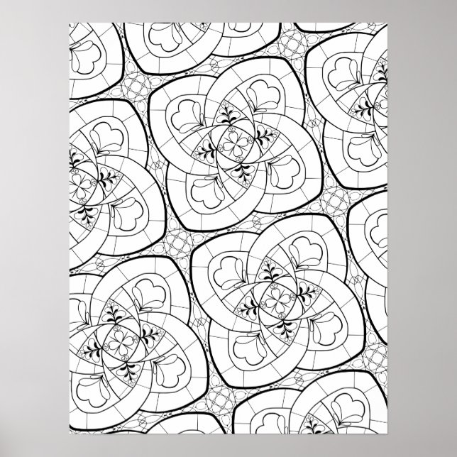 Mandala Pattern Coloring Poster (Front)