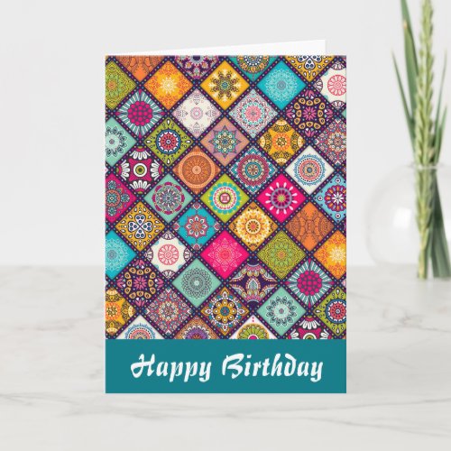 Mandala pattern colourful birthday card