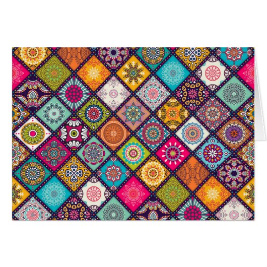 Mandala pattern colourful Moroccan Cards (Front Horizontal)