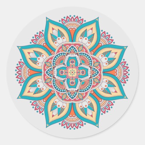 Mandala pattern colourful Moroccan Classic Round Sticker