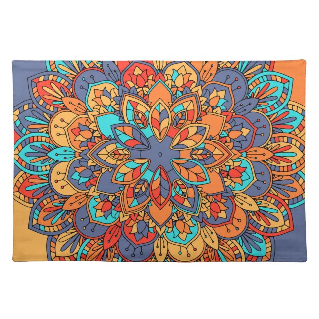 Mandala pattern colourful Moroccan Cloth Placemat (Front)