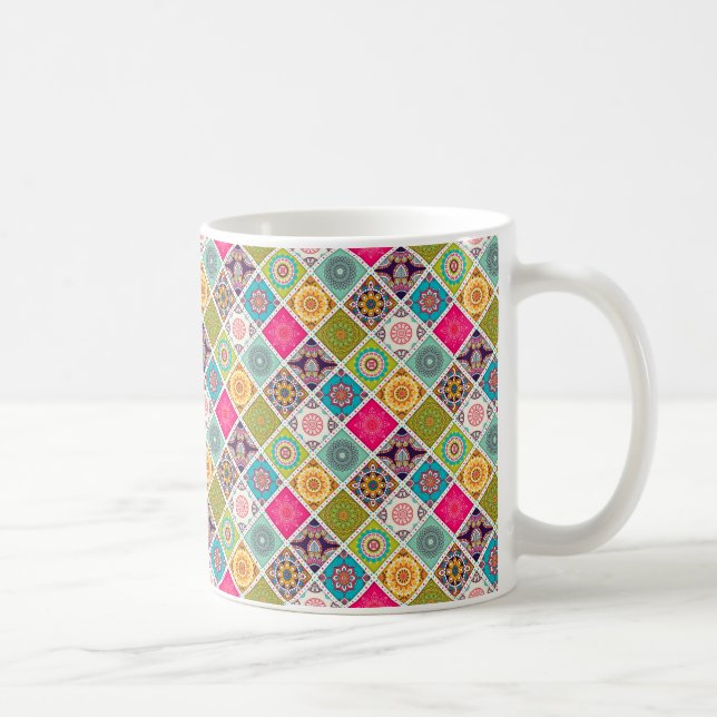 Mandala pattern colourful Moroccan Coffee Mug (Right)