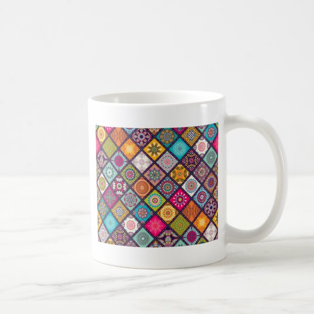 Mandala pattern colourful Moroccan Coffee Mug (Right)