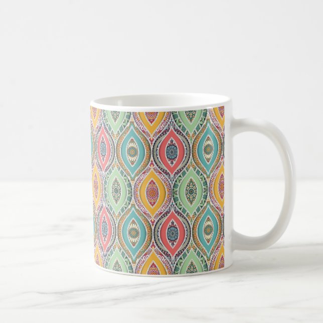Mandala pattern colourful Moroccan Coffee Mug (Right)