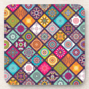 Mandala pattern colourful Moroccan Drink Coaster