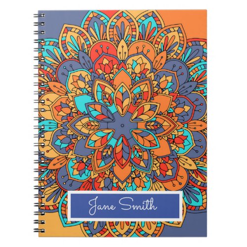 Mandala pattern colourful Moroccan name Notebook