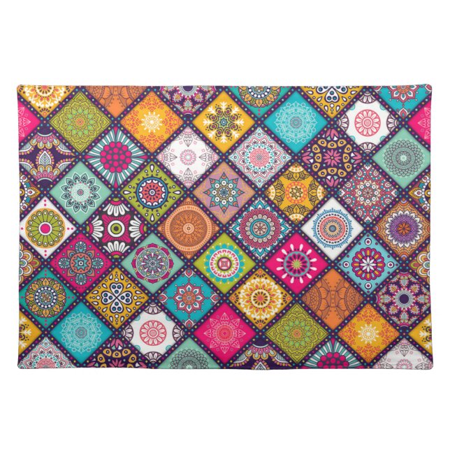Mandala pattern colourful Moroccan Placemat (Front)