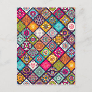 Mandala pattern colourful Moroccan Postcard