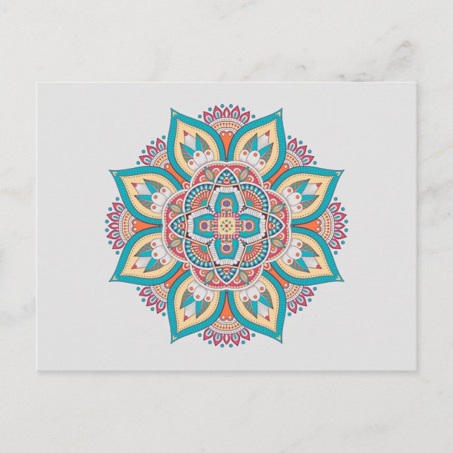 Mandala pattern colourful Moroccan Postcard (Front)