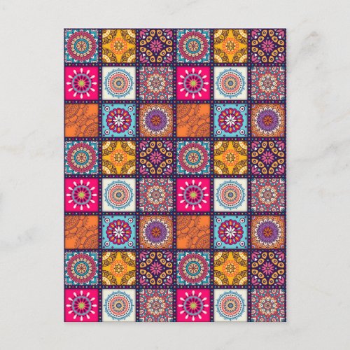 Mandala pattern colourful Moroccan Postcard