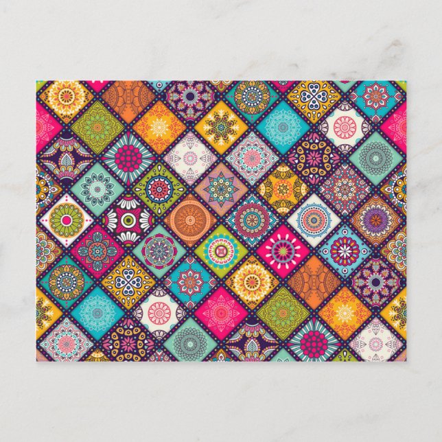 Mandala pattern colourful Moroccan Postcard (Front)