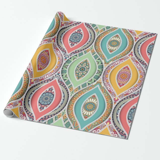 Mandala pattern colourful Moroccan Wrapping Paper (Unrolled)