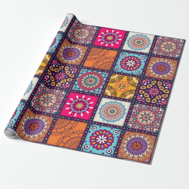 Mandala pattern colourful Moroccan Wrapping Paper (Unrolled)