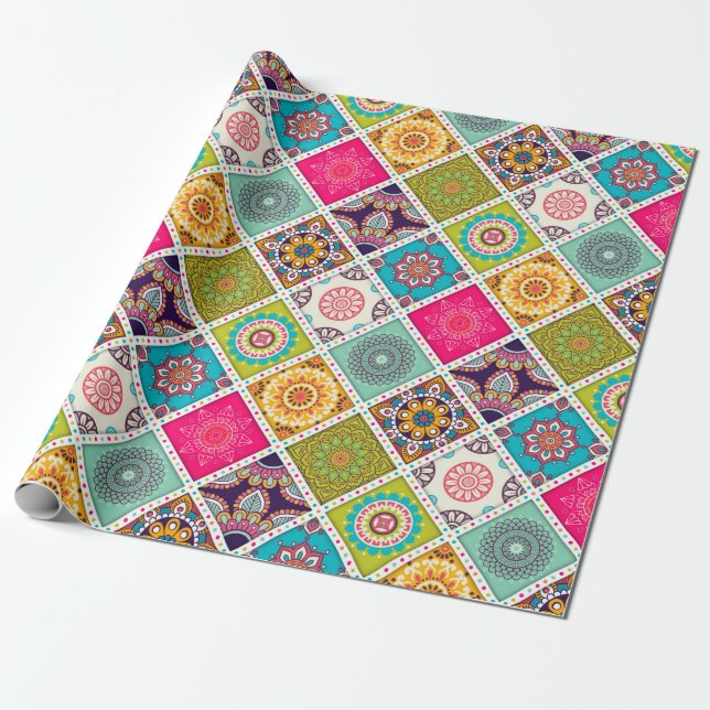 Mandala pattern colourful Moroccan Wrapping Paper (Unrolled)