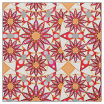 Mandala pattern, coral, peach, white and grey fabric
