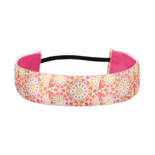 Mandala pattern, coral, pink and gold athletic headband