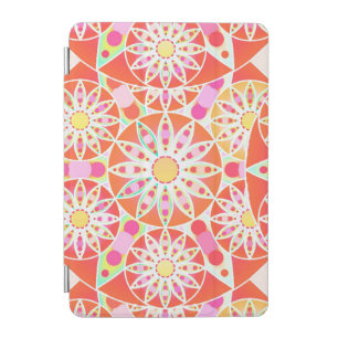 Mandala pattern, coral red, pink, gold iPad mini cover