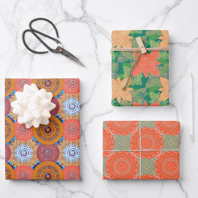 Mandala Pattern designs Wrapping Paper Sheets (Front)