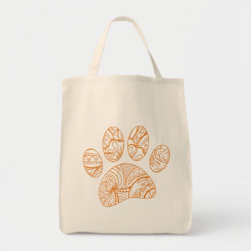 Mandala Pattern Dog Paw Print Tote Bag