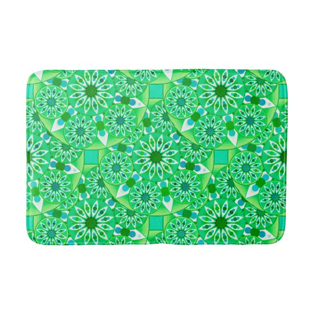 Mandala pattern, Emerald green and peacock Bathroom Mat (Front)