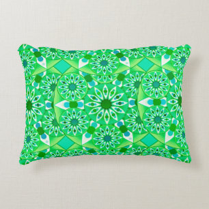 Mandala pattern, Emerald green and peacock Decorative Pillow