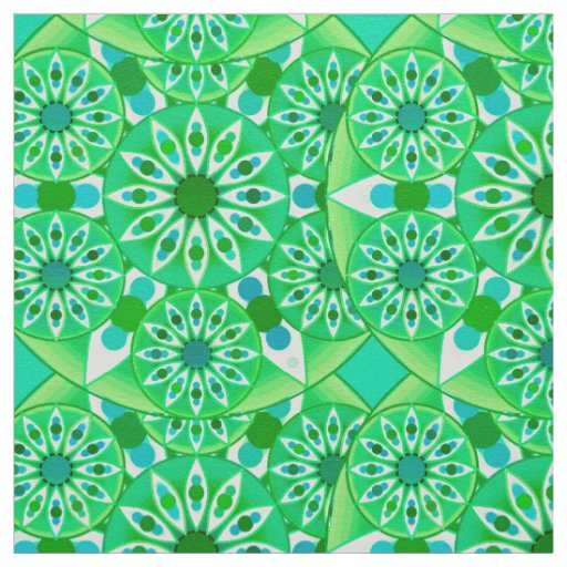 Mandala pattern, Emerald green and peacock Fabric