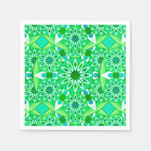 Mandala pattern, Emerald green and peacock Paper Napkins