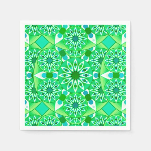 Mandala pattern Emerald green and peacock Paper Napkins