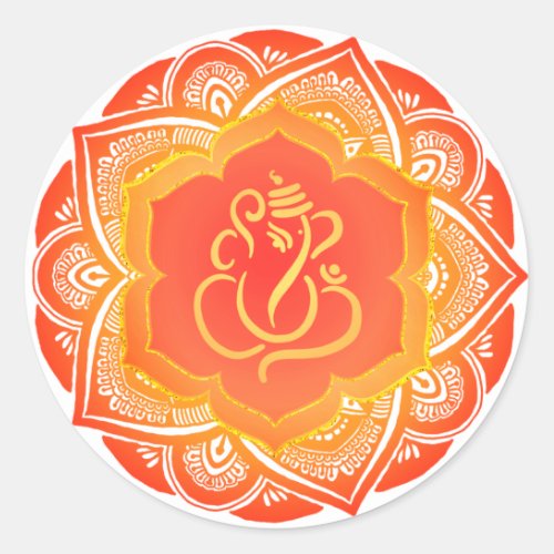 Mandala Pattern Festive Ganesh Indian God  Classic Round Sticker