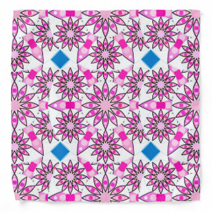 Mandala pattern, hot pink, black and white bandana
