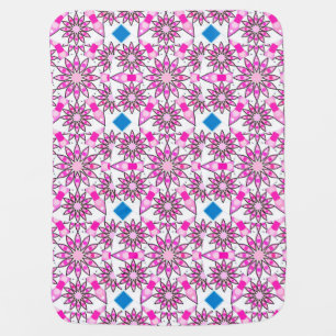 Mandala pattern, hot pink, black and white receiving blanket