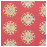 Mandala pattern in camel, dark red and white fabric