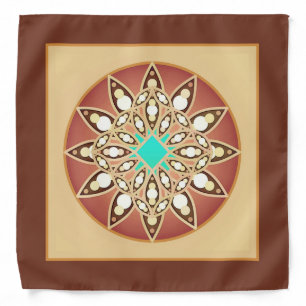 Mandala pattern in caramel and chocolate bandana