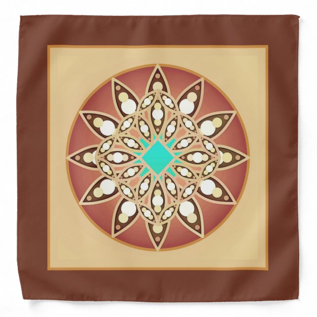 Mandala pattern in caramel and chocolate bandana (Front)