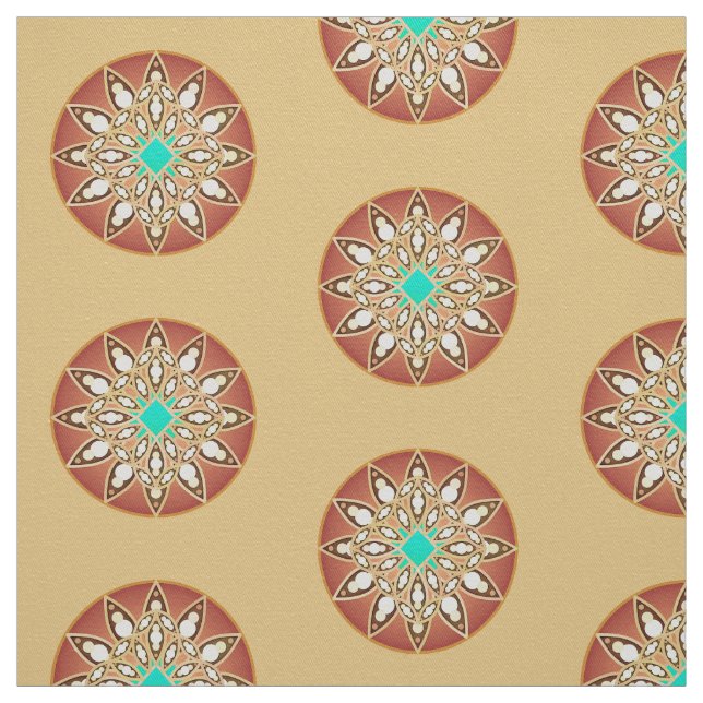 Mandala pattern in caramel and chocolate fabric (Swatch)