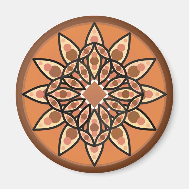 Mandala pattern in chocolate, terracotta and rust magnet (Front)