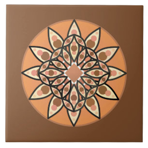 Mandala pattern in chocolate, terracotta and rust tile