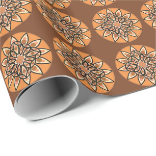 Mandala pattern in chocolate, terracotta and rust wrapping paper