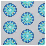 Mandala pattern in cobalt, grey and turquoise fabric