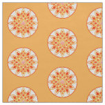 Mandala pattern in coral, orange and gold fabric