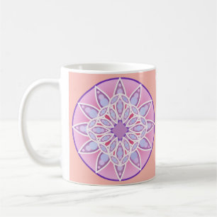 Mandala pattern in lavender, orchid and coral coffee mug