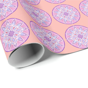 Mandala pattern in lavender, orchid and coral wrapping paper