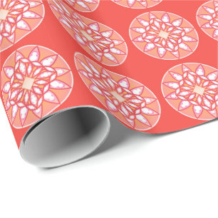 Mandala pattern in lavender, orchid and coral wrapping paper